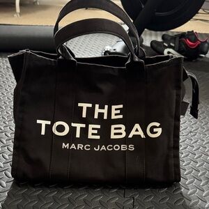 Marc Jacobs Black Canvas Duffel Tote with White Logo